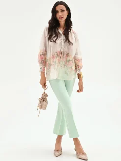 PANTALONE VERDE MENTA DALLA LINEA SLIM