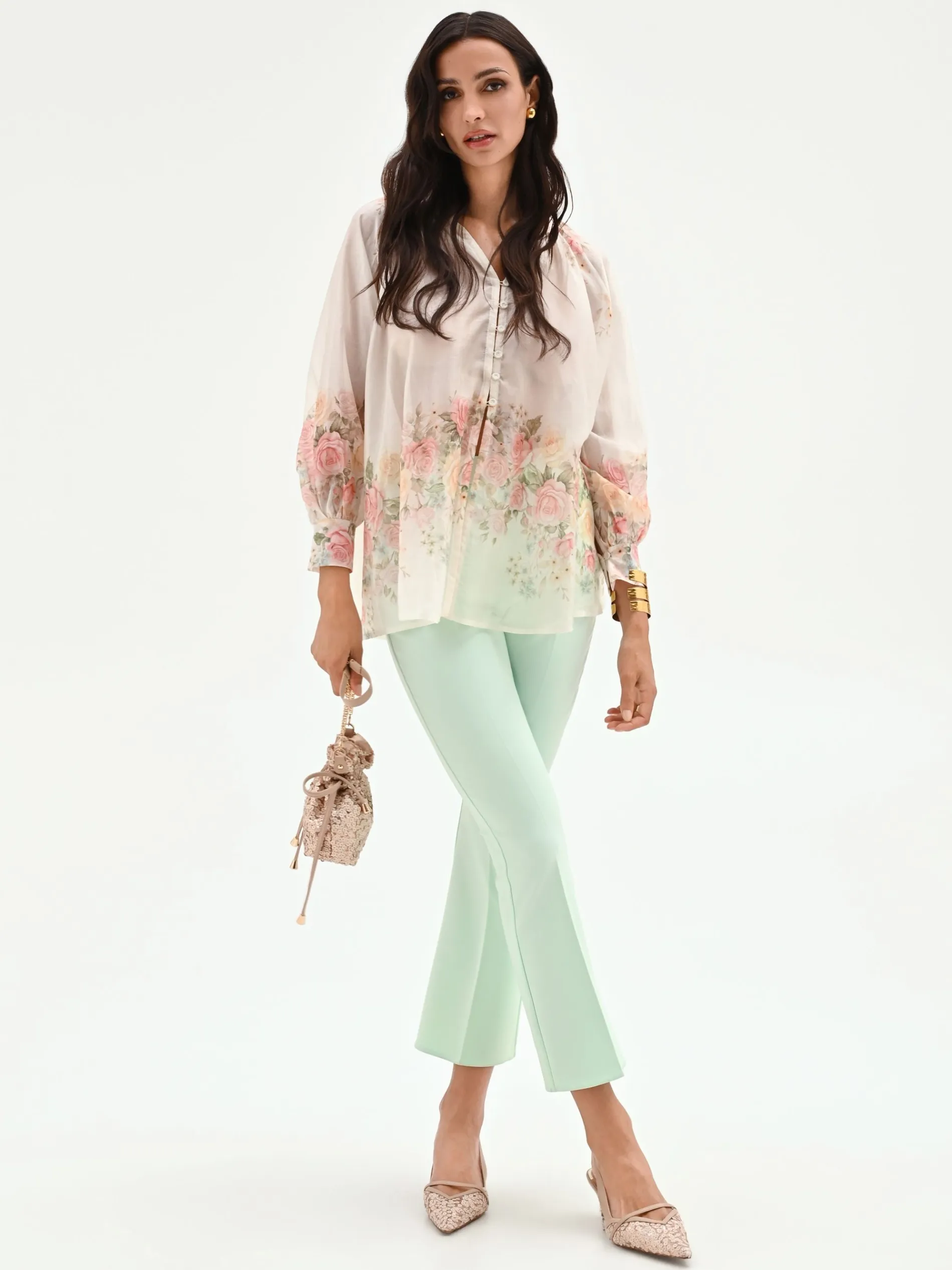 PANTALONE VERDE MENTA DALLA LINEA SLIM