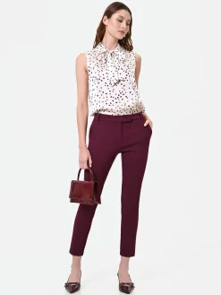 PANTALONI A SIGARETTA BORDEAUX ROSSO DALLA LINEA ESSENZIALE