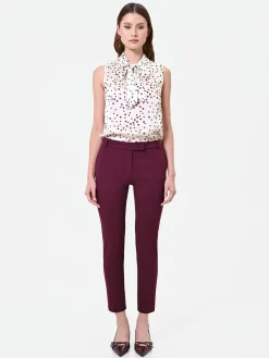 PANTALONI A SIGARETTA BORDEAUX ROSSO DALLA LINEA ESSENZIALE