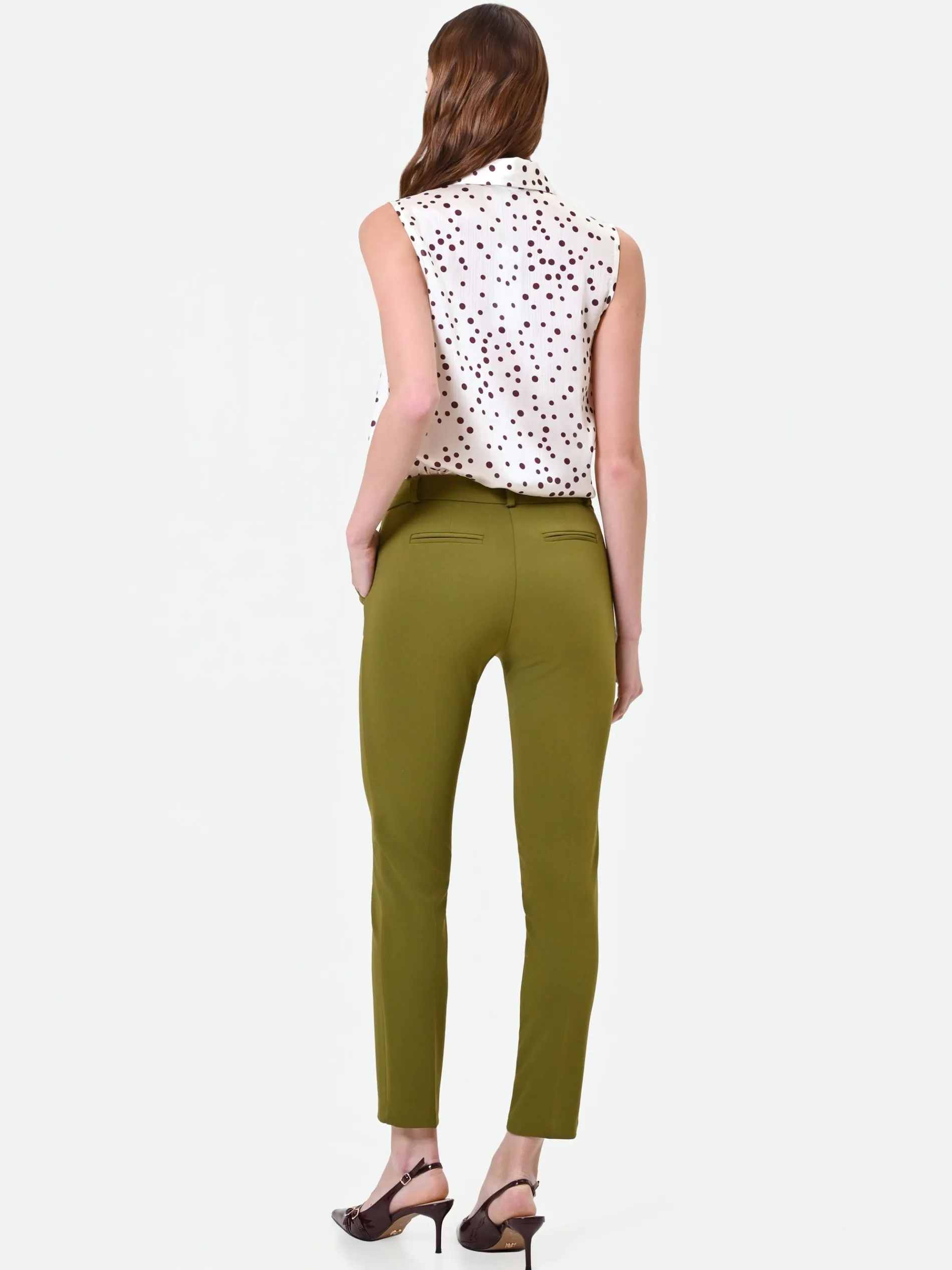 PANTALONI A SIGARETTA VERDE OLIO