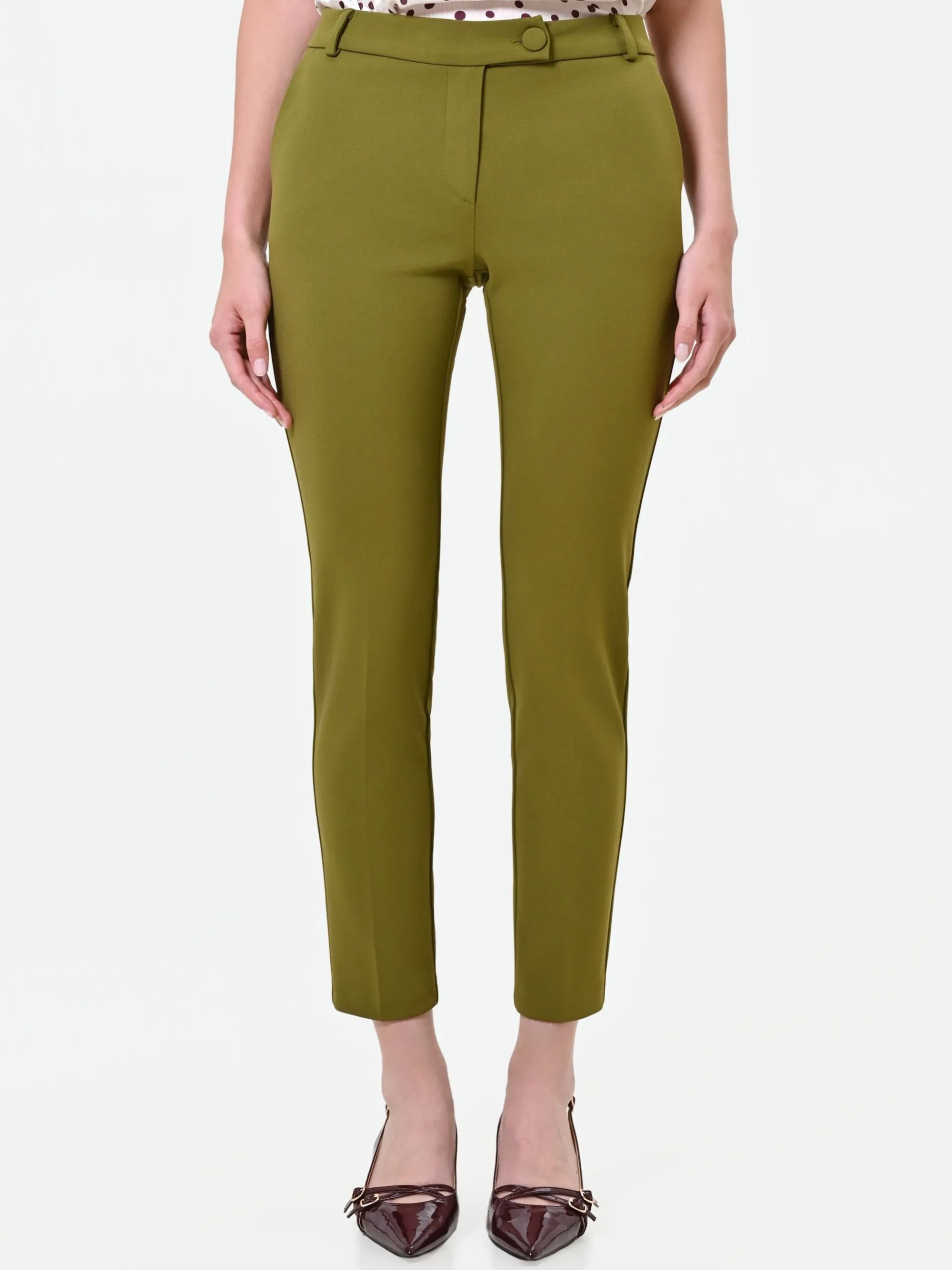 PANTALONI A SIGARETTA VERDE OLIO