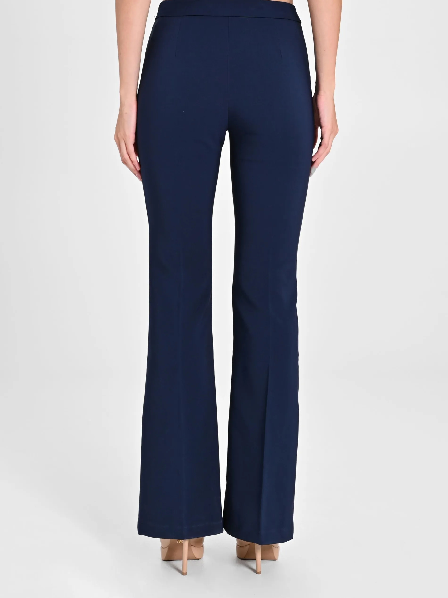 PANTALONI A ZAMPA BLU IN TESSUTO TECNICO