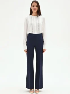 PANTALONI A ZAMPA BLU IN TESSUTO TECNICO