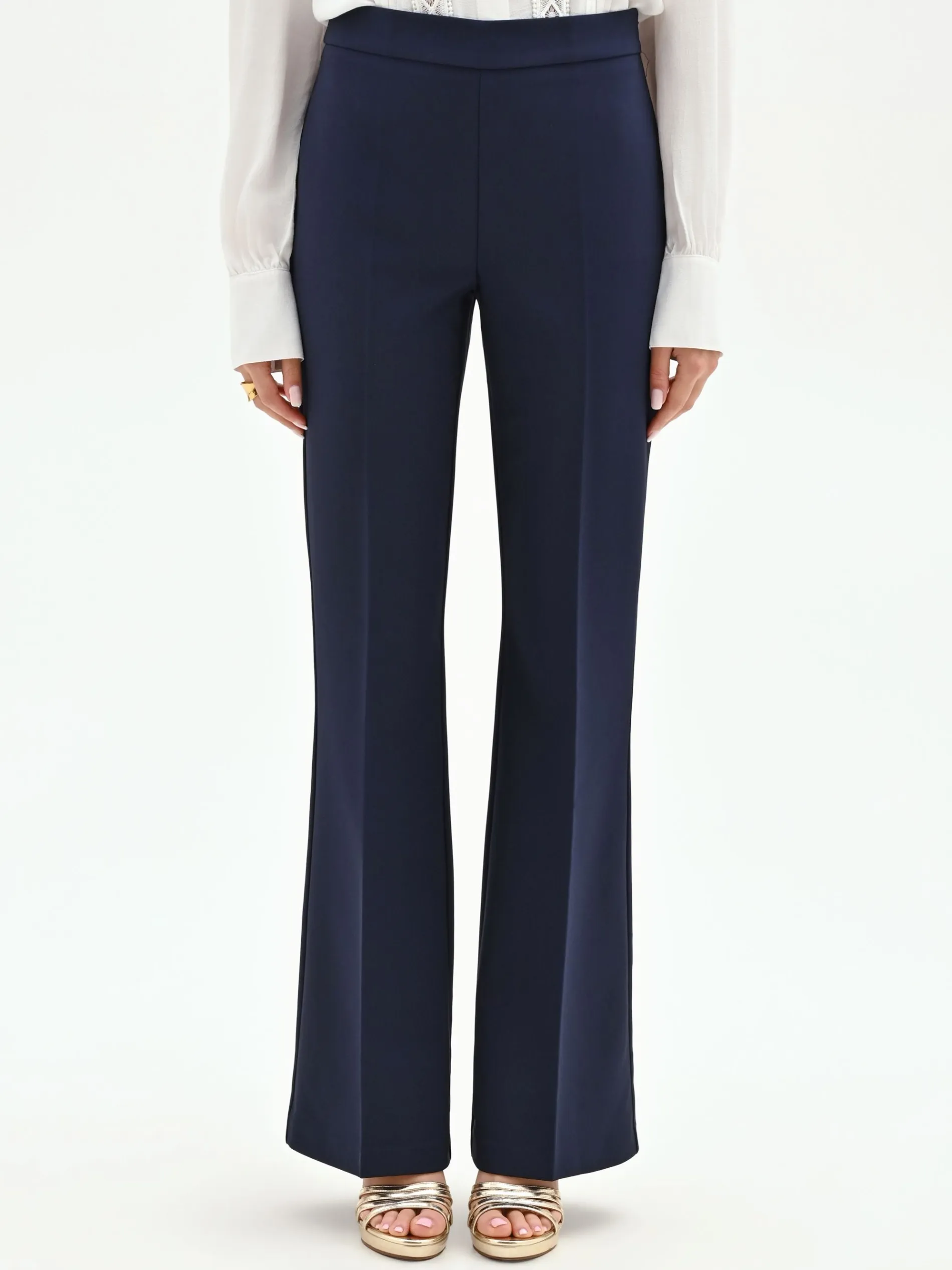 PANTALONI A ZAMPA BLU IN TESSUTO TECNICO