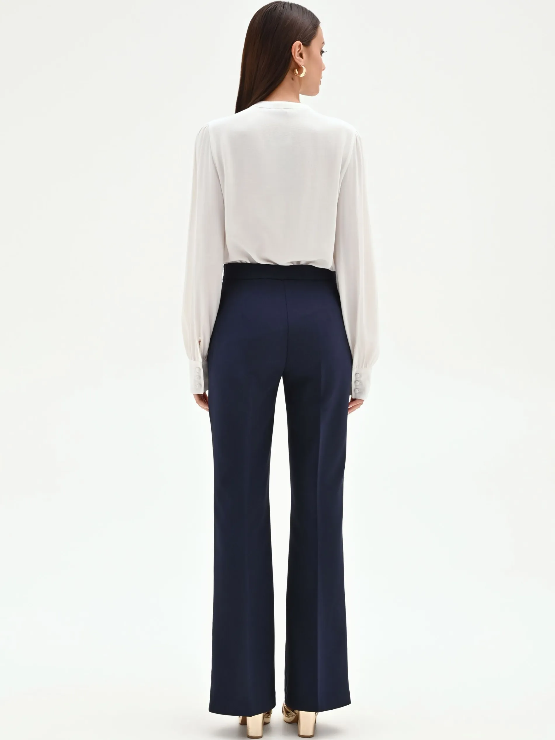 PANTALONI A ZAMPA BLU IN TESSUTO TECNICO