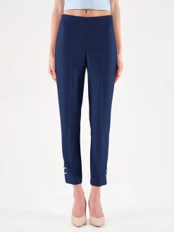 PANTALONI BLU CON BOTTONI DORATI