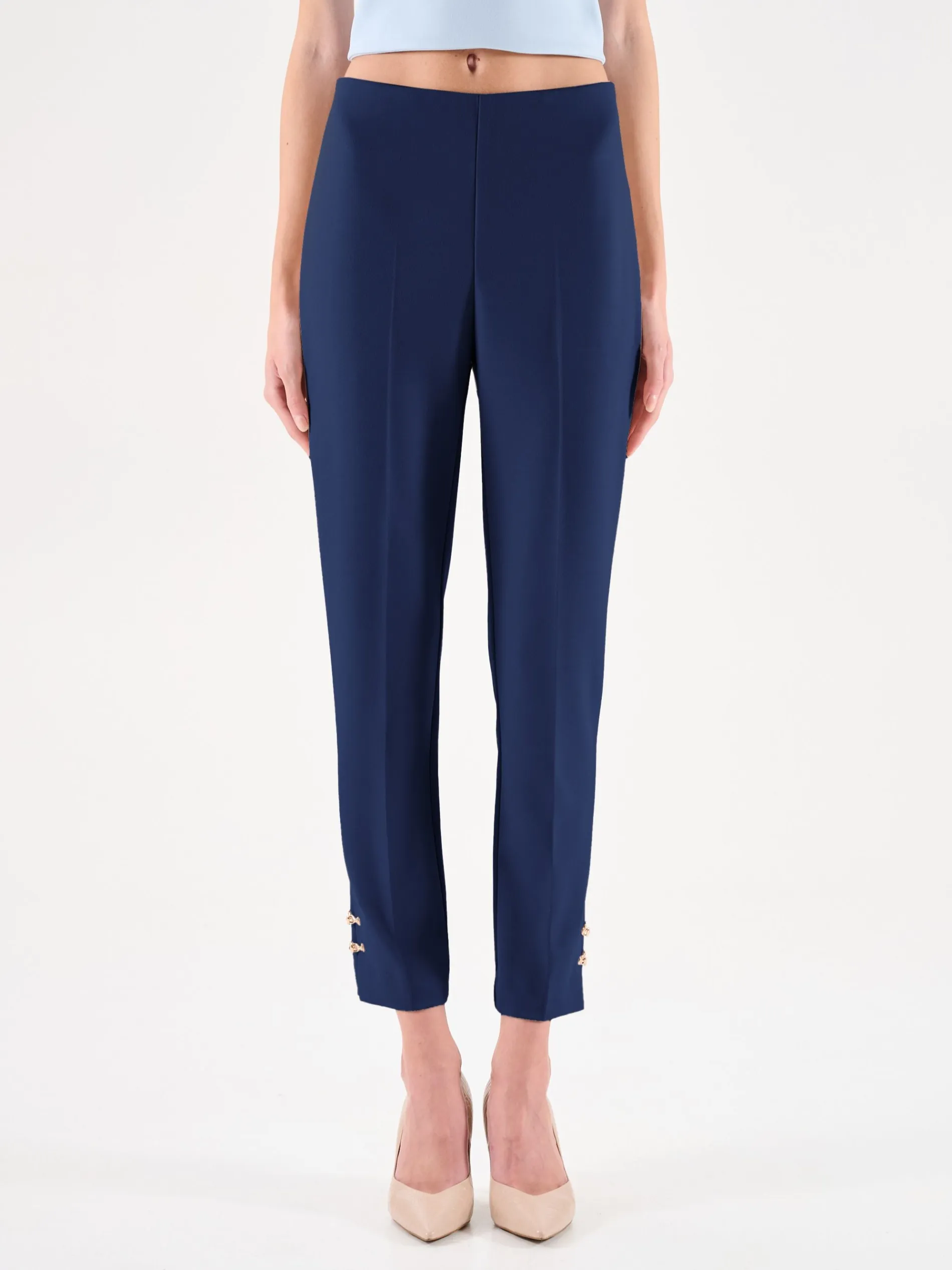 PANTALONI BLU CON BOTTONI DORATI