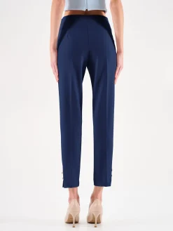 PANTALONI BLU CON BOTTONI DORATI