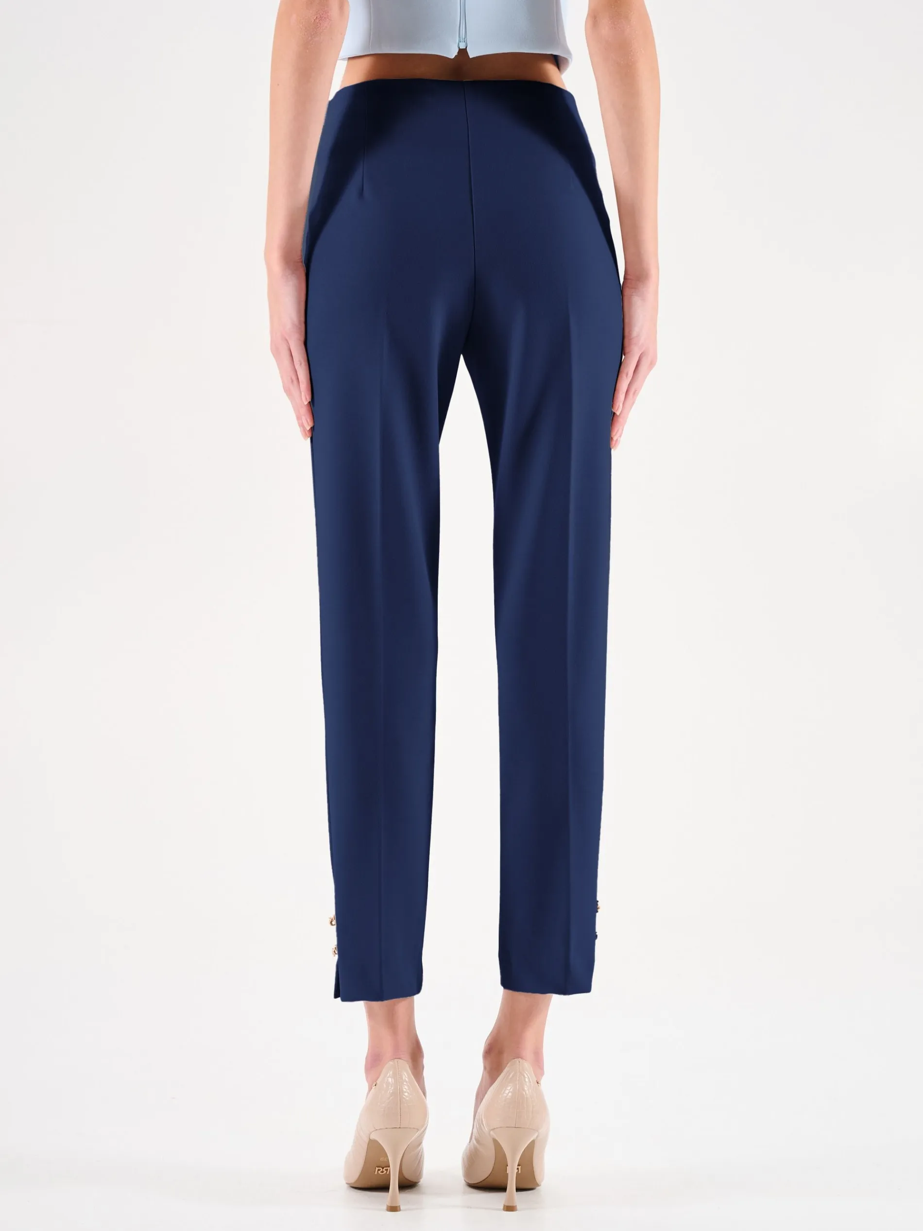 PANTALONI BLU CON BOTTONI DORATI