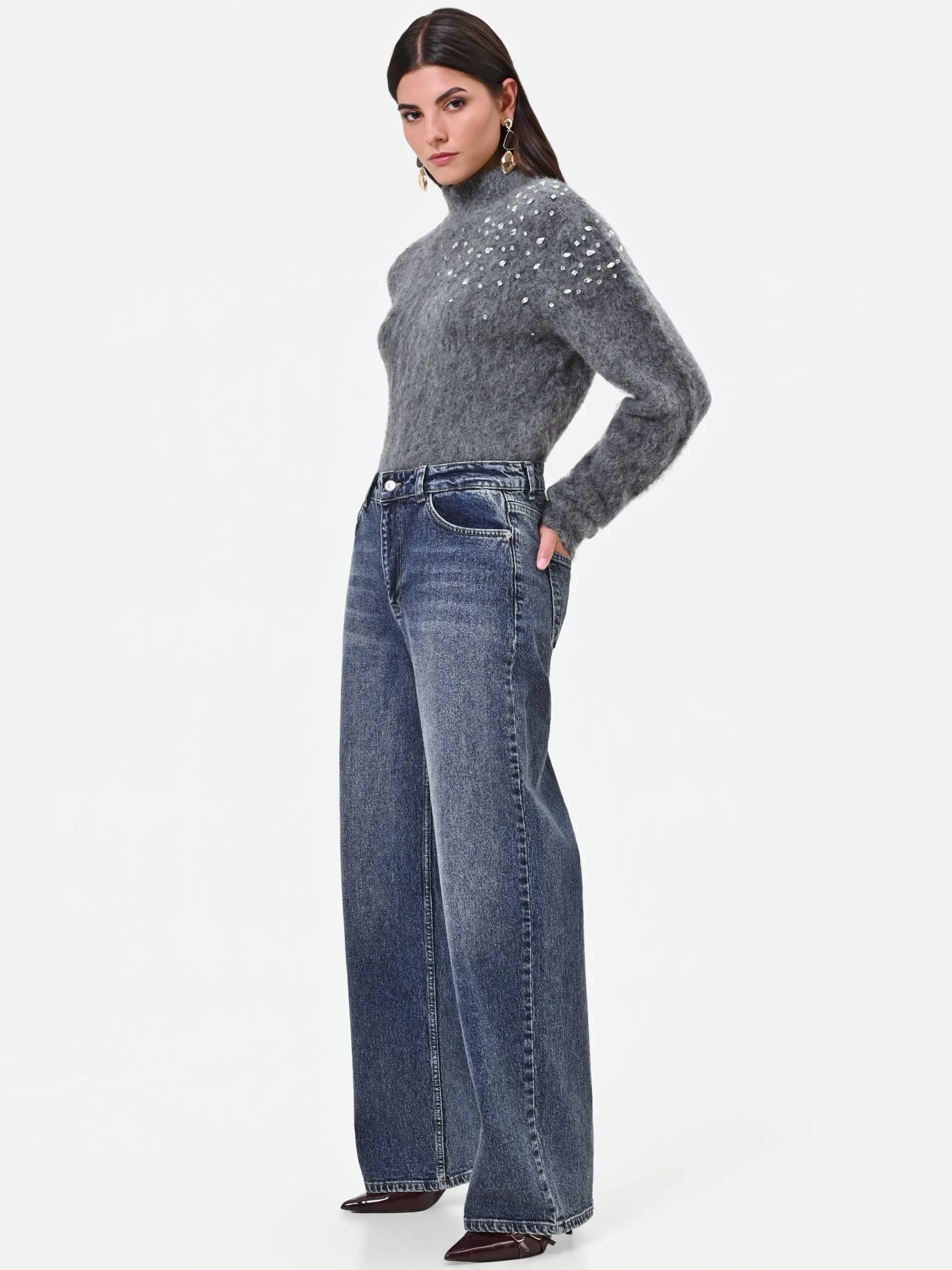 PANTALONI JEANS A GAMBA DRITTA BLU INDACO