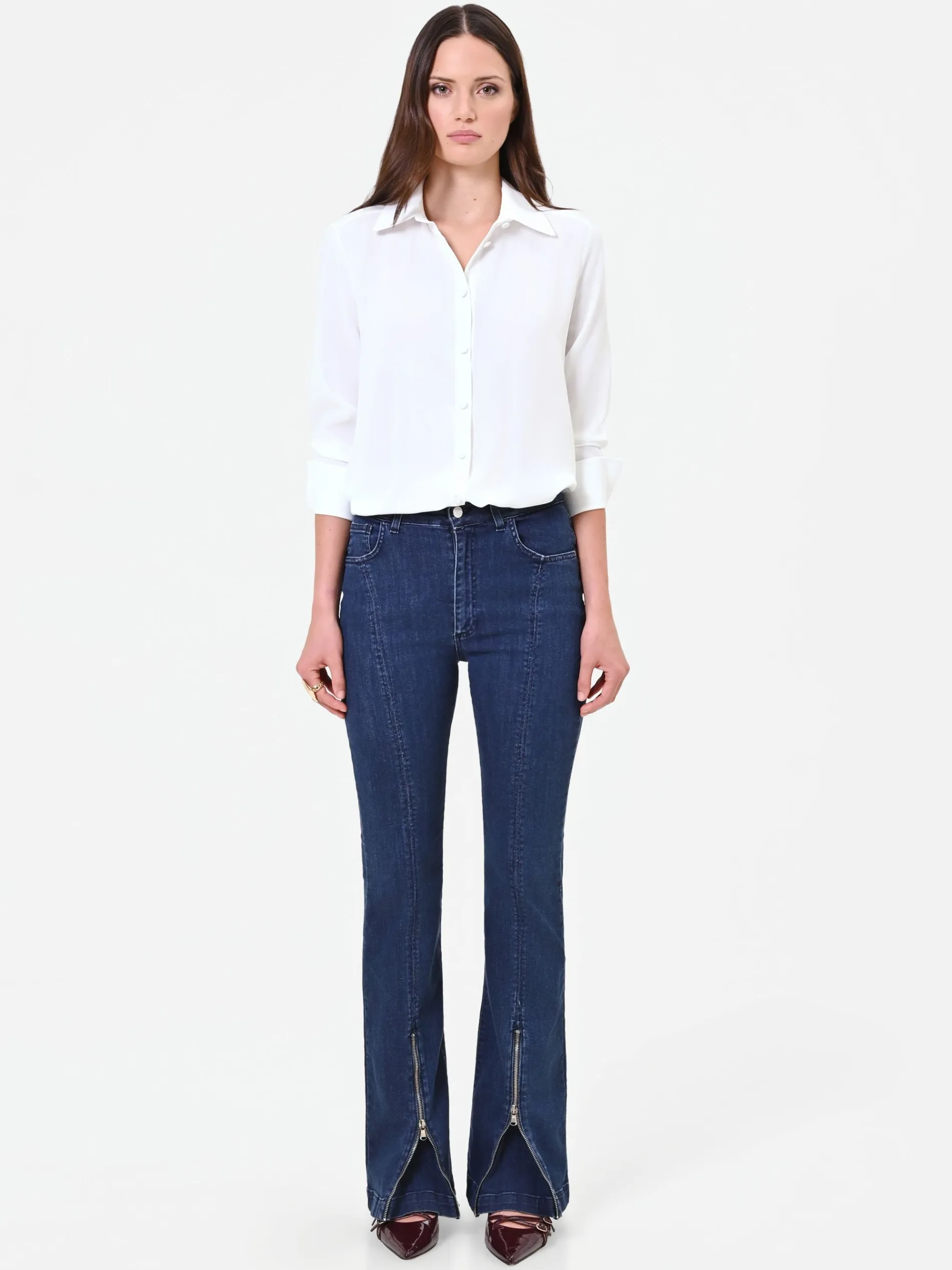 PANTALONI JEANS BLU CON SPACCO FRONTALE