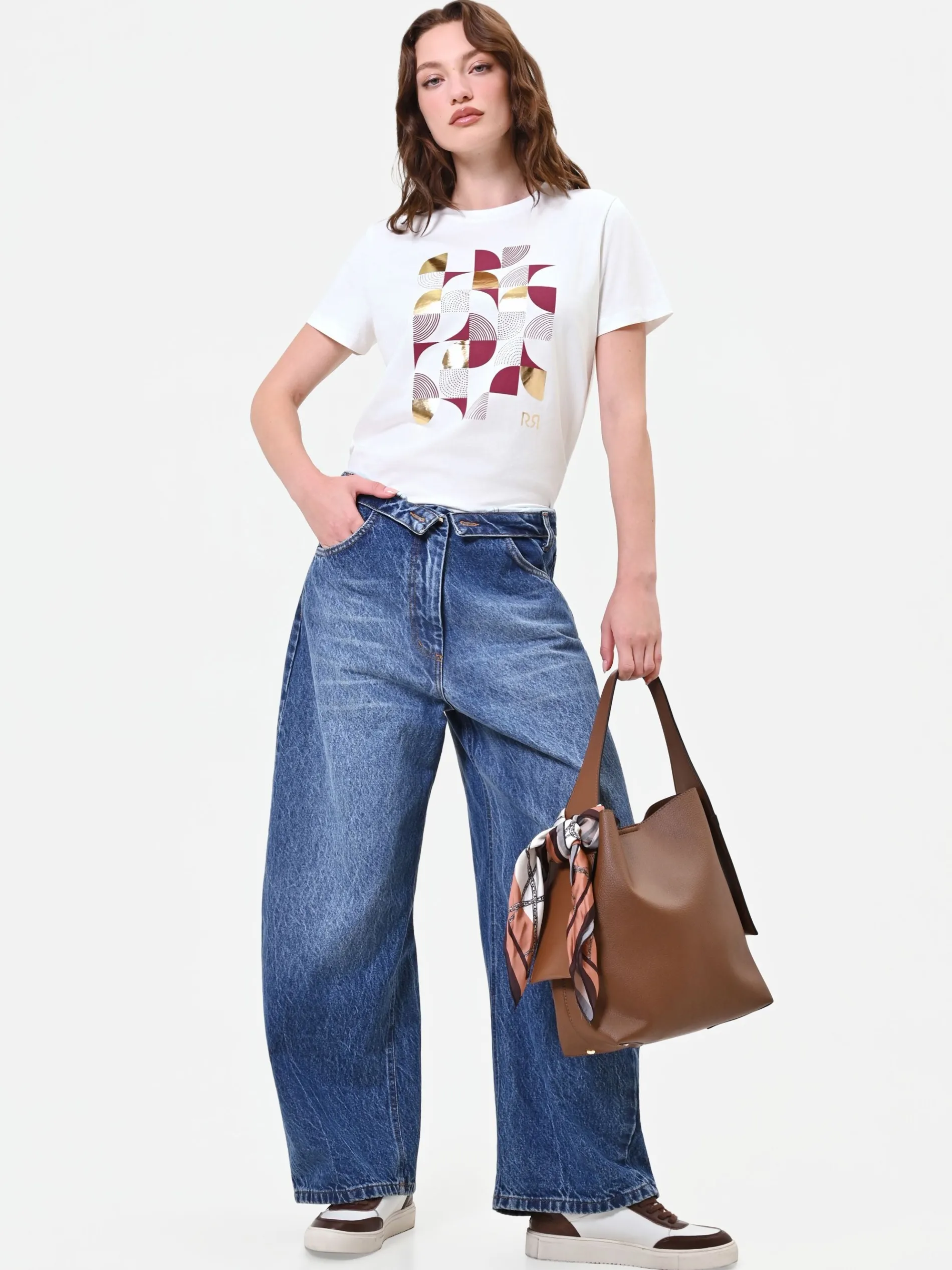PANTALONI JEANS BLU INDACO CON CHIUSURA ASIMMETRICA