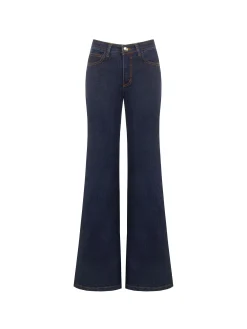 PANTALONI JEANS BLU NAVY A PALAZZO