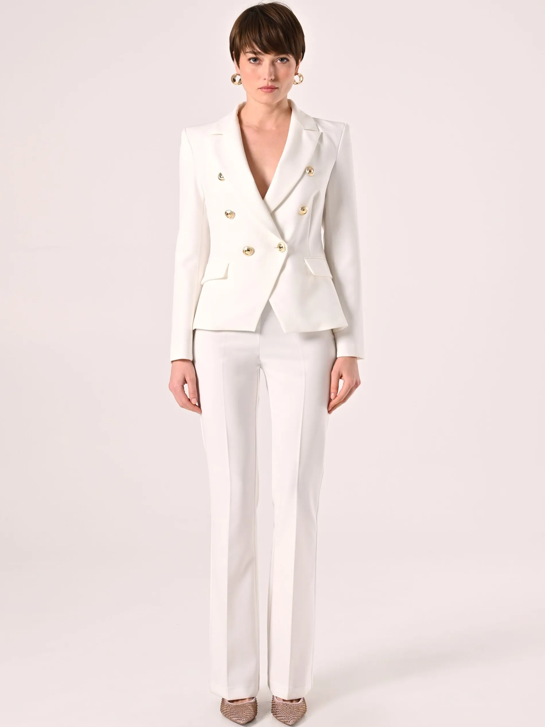 PANTALONI MID FLARED IN TESSUTO TECNICO BIANCO