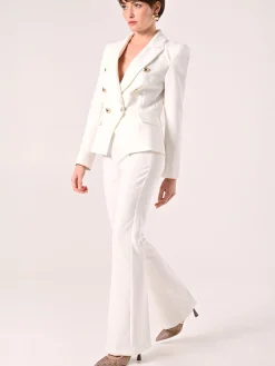 PANTALONI MID FLARED IN TESSUTO TECNICO BIANCO