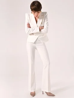 PANTALONI MID FLARED IN TESSUTO TECNICO BIANCO