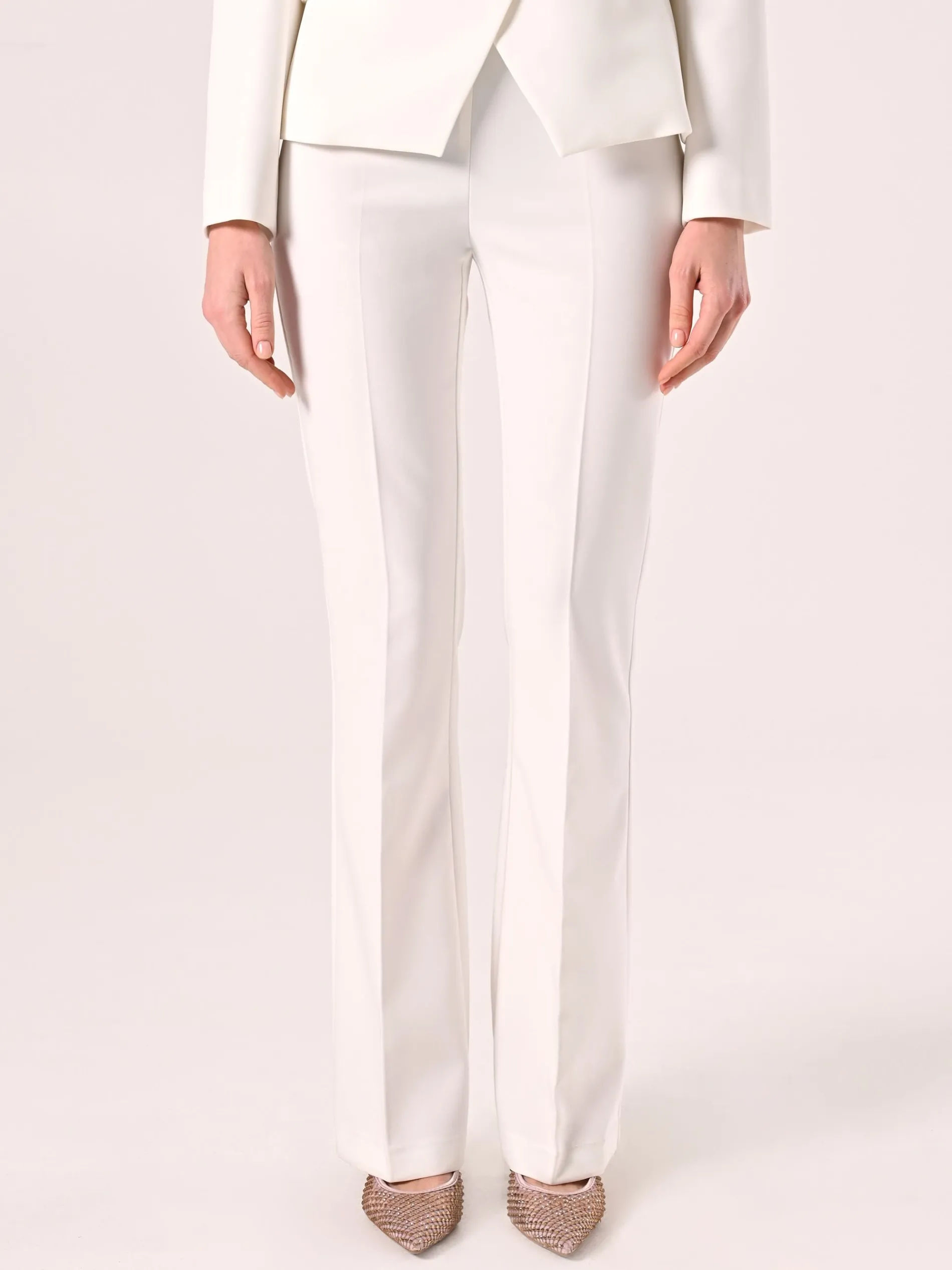 PANTALONI MID FLARED IN TESSUTO TECNICO BIANCO