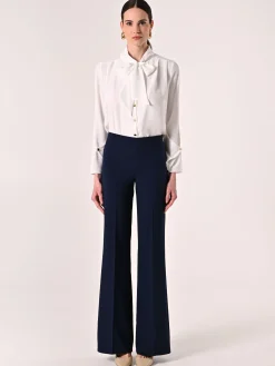 PANTALONI PALAZZO IN TESSUTO TECNICO BLU