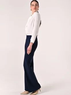 PANTALONI PALAZZO IN TESSUTO TECNICO BLU