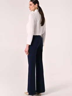 PANTALONI PALAZZO IN TESSUTO TECNICO BLU