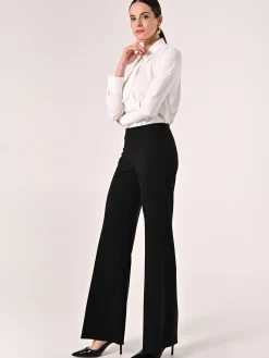 PANTALONI PALAZZO IN TESSUTO TECNICO NERO