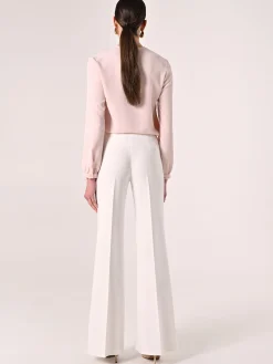 PANTALONI PALAZZO IN TESSUTO TECNICO BIANCO
