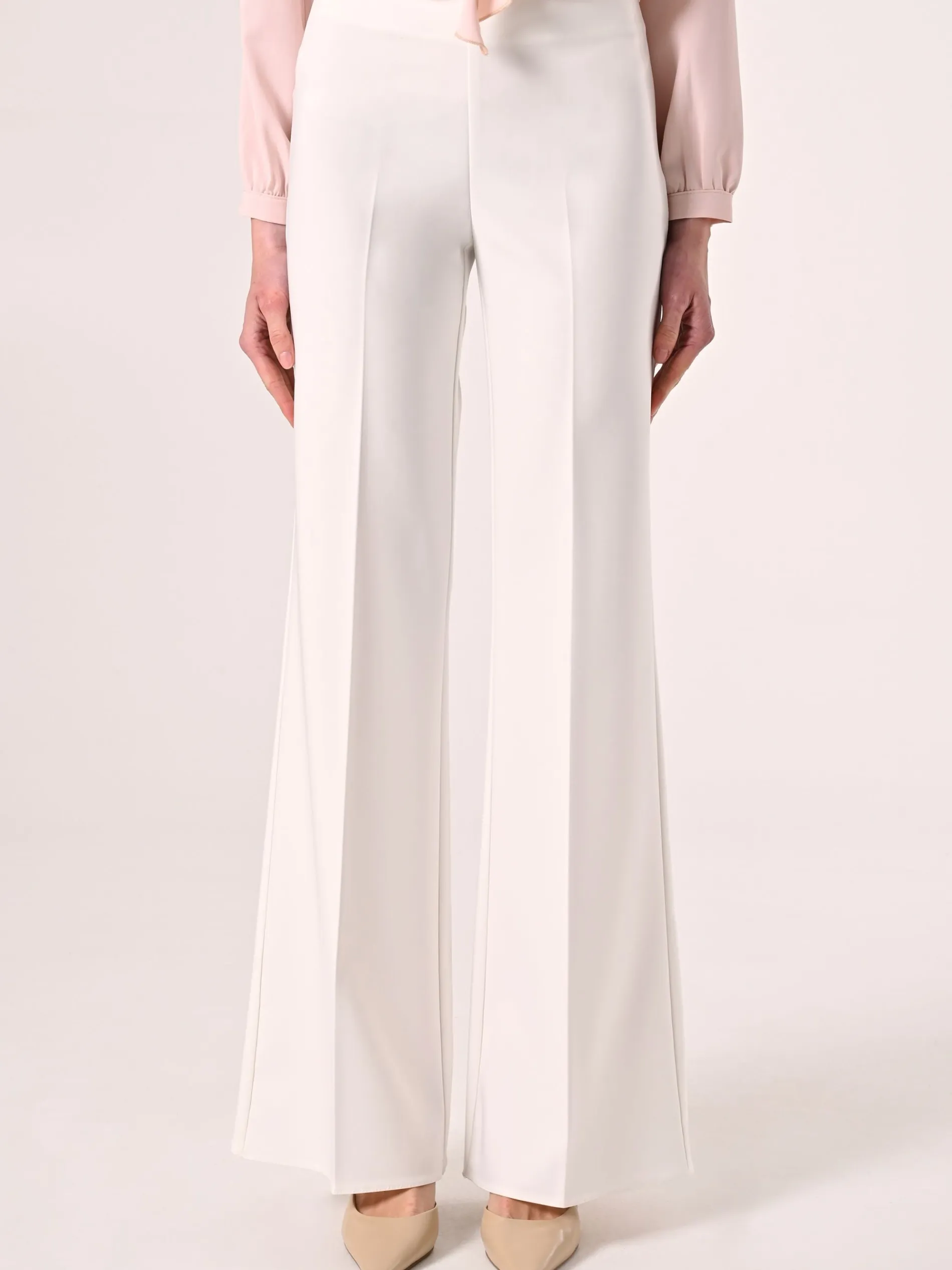 PANTALONI PALAZZO IN TESSUTO TECNICO BIANCO
