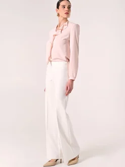PANTALONI PALAZZO IN TESSUTO TECNICO BIANCO