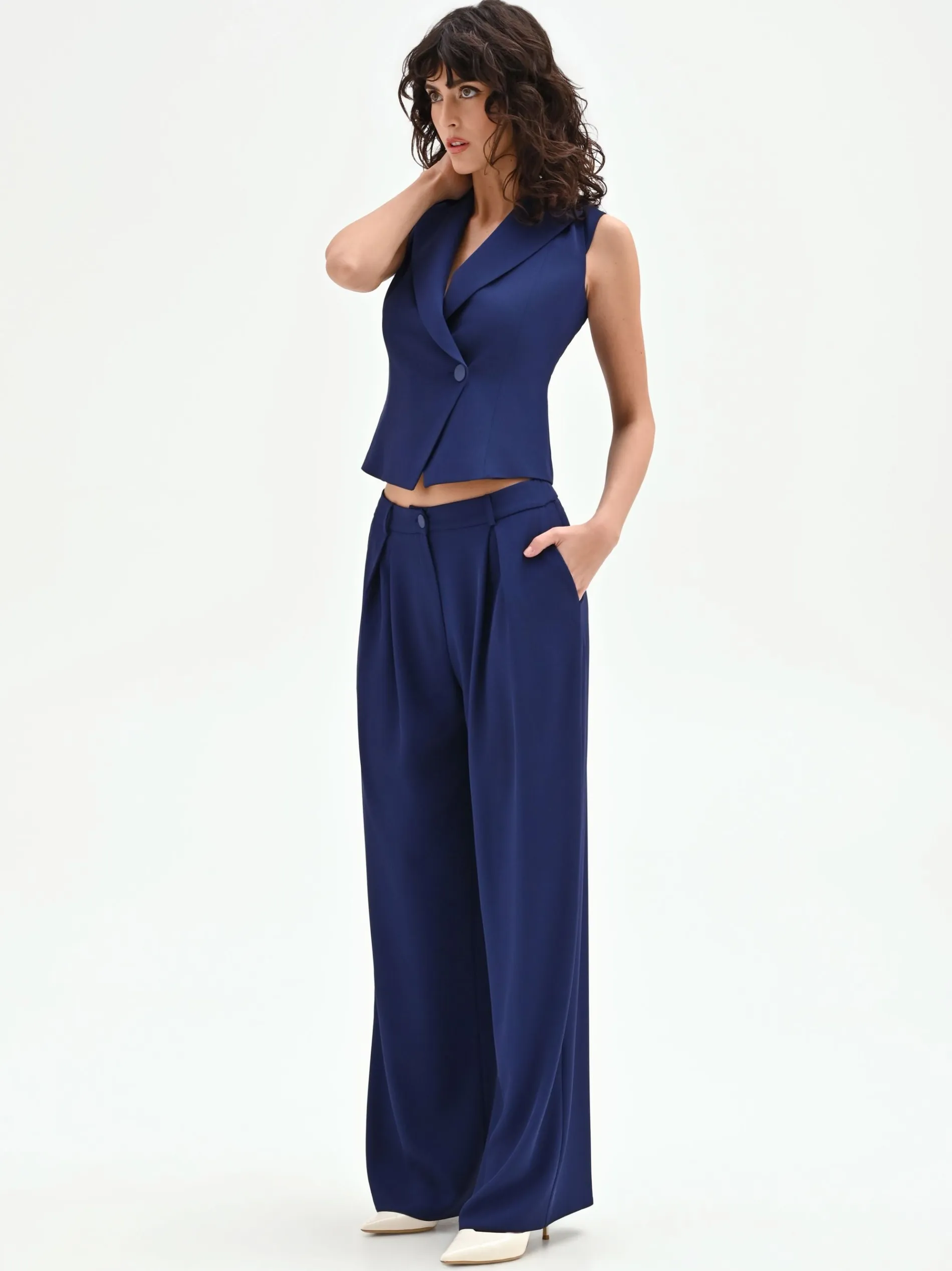 PANTALONI STUDIO PALAZZO BLU INDACO