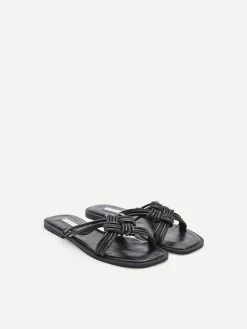 SANDALI BASSI NERI CON STRASS