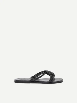 SANDALI BASSI NERI CON STRASS