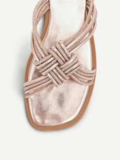 SANDALI BASSI ROSA CON STRASS