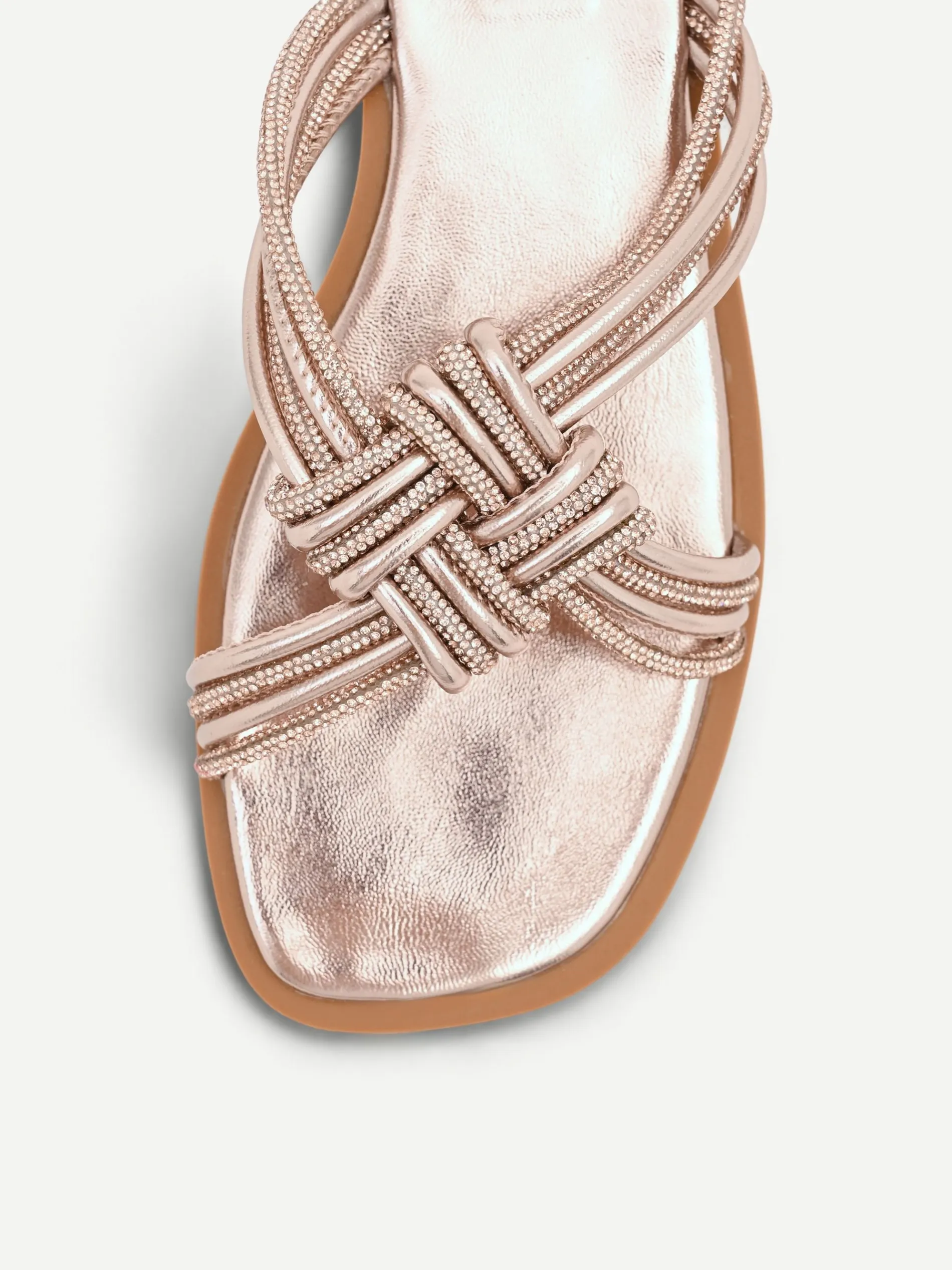 SANDALI BASSI ROSA CON STRASS