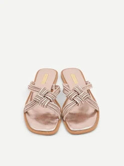 SANDALI BASSI ROSA CON STRASS