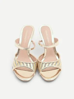SANDALO SABOT ORO CON FASCIA DI STRASS