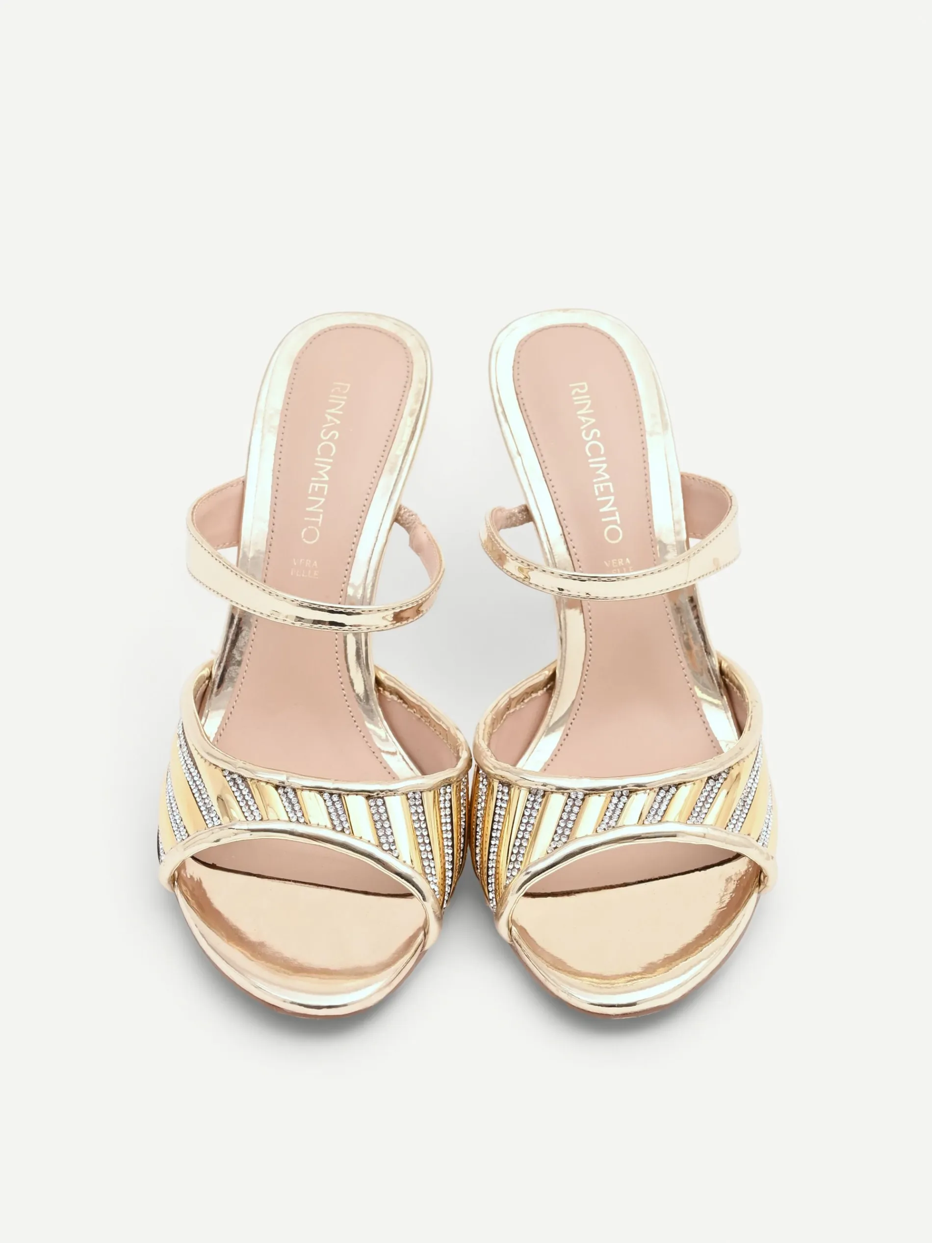 SANDALO SABOT ORO CON FASCIA DI STRASS