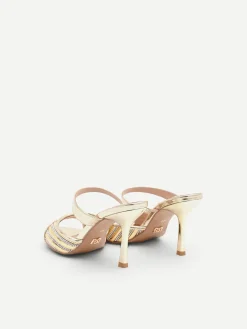 SANDALO SABOT ORO CON FASCIA DI STRASS