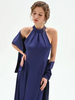 STOLA ATELIER IN RASO BLU INDACO