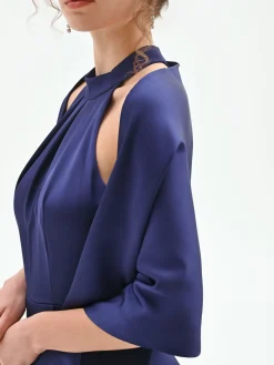 STOLA ATELIER IN RASO BLU INDACO