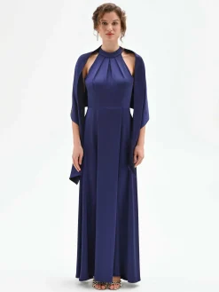 STOLA ATELIER IN RASO BLU INDACO