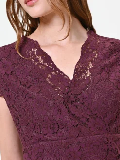 TOP BORDEAUX IN PIZZO CON SCOLLO INCROCIATO