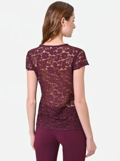 TOP BORDEAUX IN PIZZO CON SCOLLO INCROCIATO