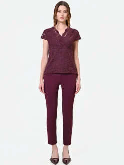 TOP BORDEAUX IN PIZZO CON SCOLLO INCROCIATO