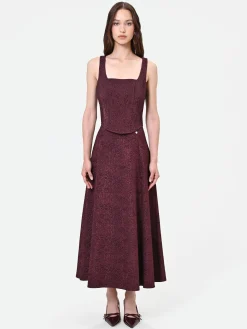 TOP BORDEAUX IN TESSUTO JACQUARD LAMÉ