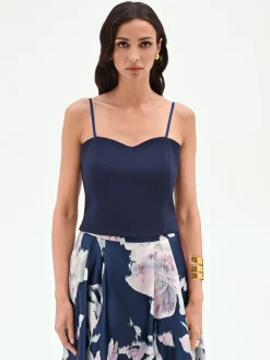 TOP BUSTIER BLU CON SCOLLO A CUORE