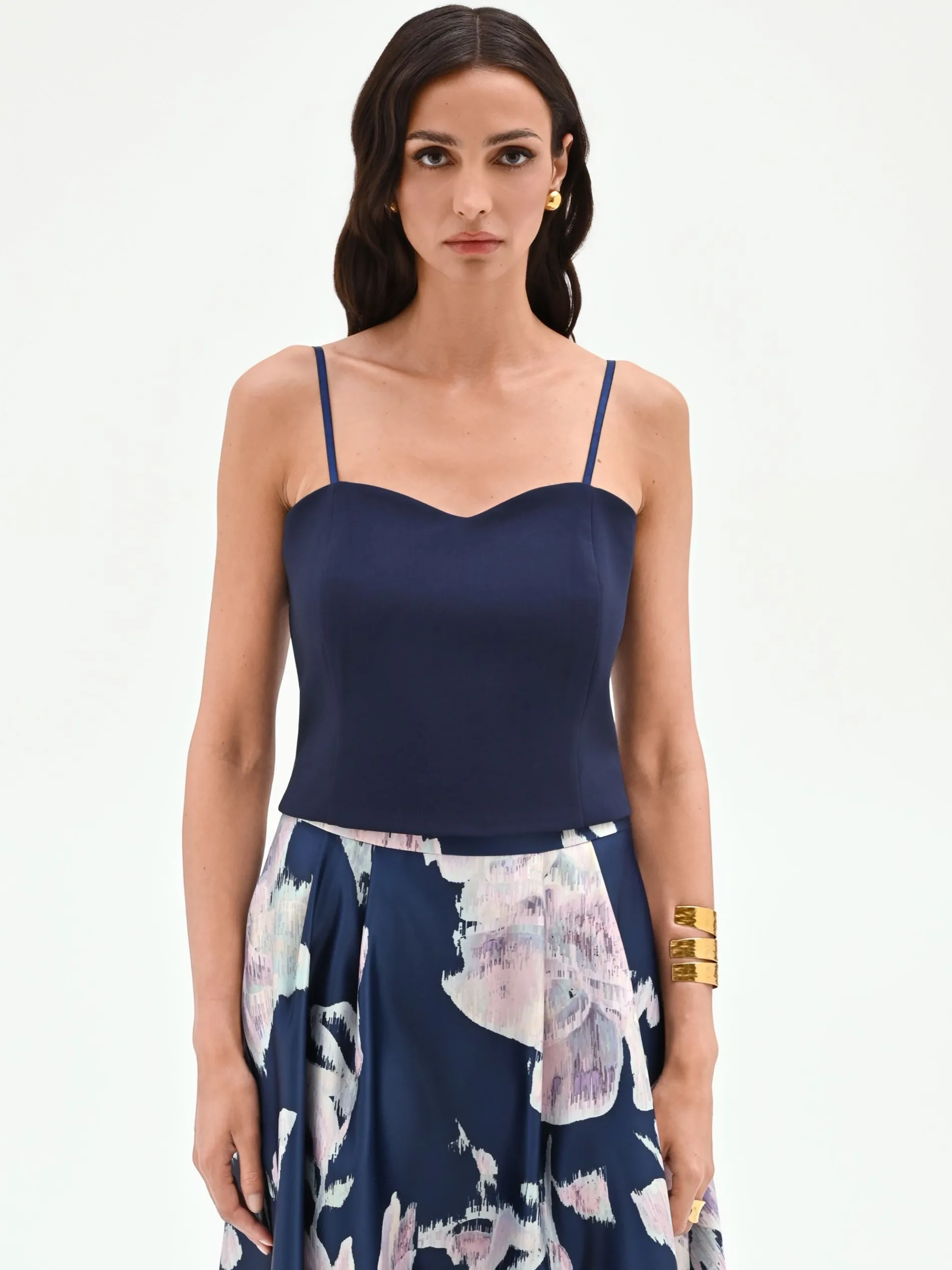 TOP BUSTIER BLU CON SCOLLO A CUORE