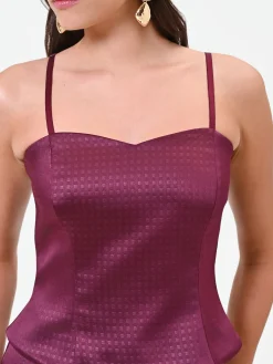 TOP BUSTIER BORDEAUX ROSSO IN RASO