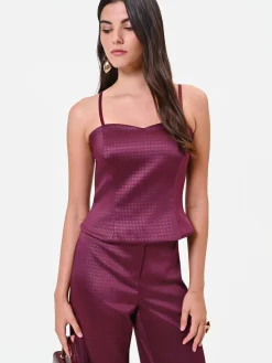 TOP BUSTIER BORDEAUX ROSSO IN RASO