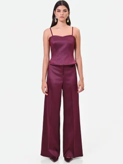 TOP BUSTIER BORDEAUX ROSSO IN RASO